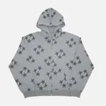 99 Based Star Print Zip Hoodies Grey